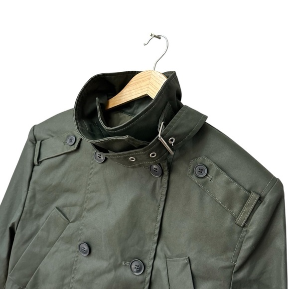 Zara Cropped Double-Breasted Utility Pea Coat Jacket, Dark Khaki, Small - Picture 5 of 13